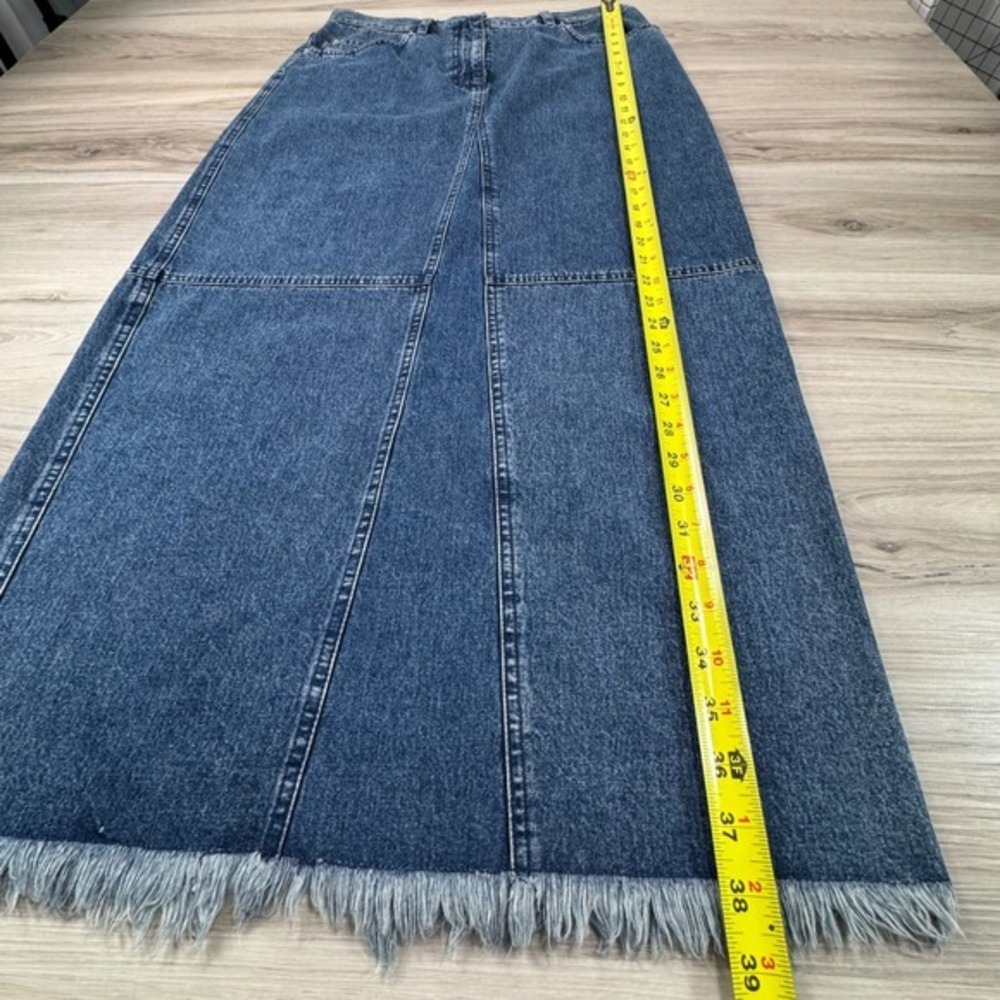 Denim Midi Pencil Skirt - Dark Blue - Picture 4 of 10